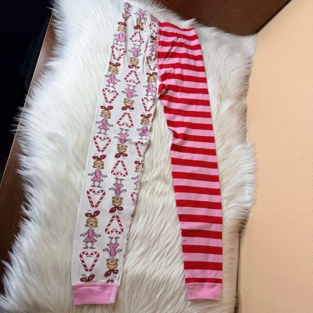 Hanna Andersson Dr. Seuss Grinch Long John Pajama Set Cindy Lou Who Candy Cane 8